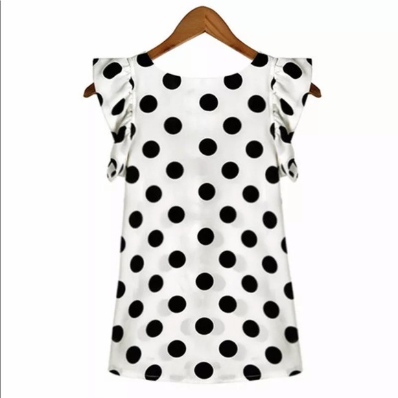 Chiffon Polka Dot Short Sleeve Blouse size Small - Picture 3 of 4